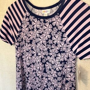 NWT Lularoe Carly Dress - XS - navy & pink flowers